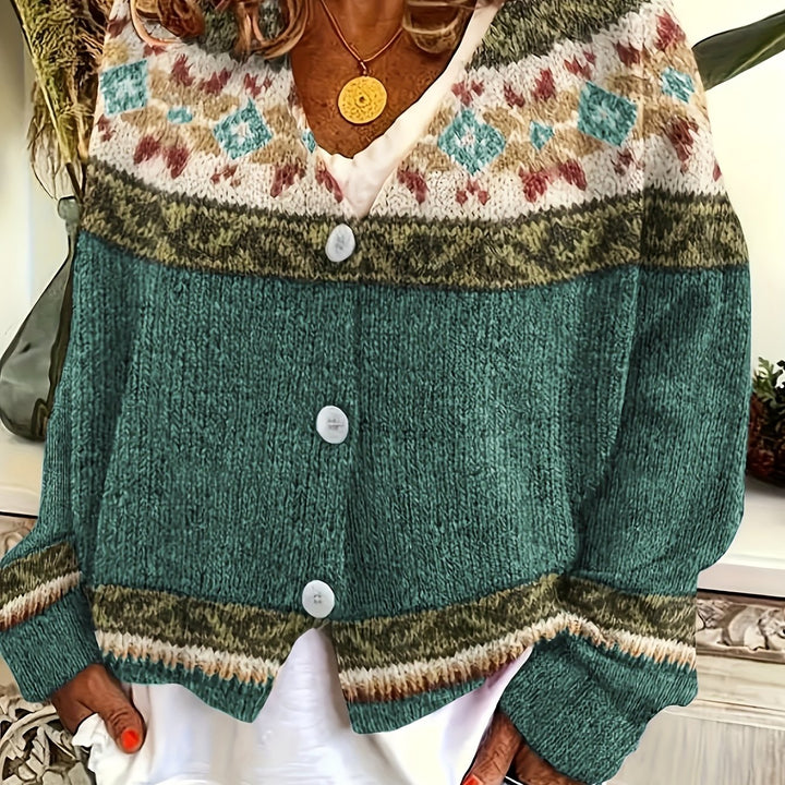 Elora Vintage Color-Block Cardigan