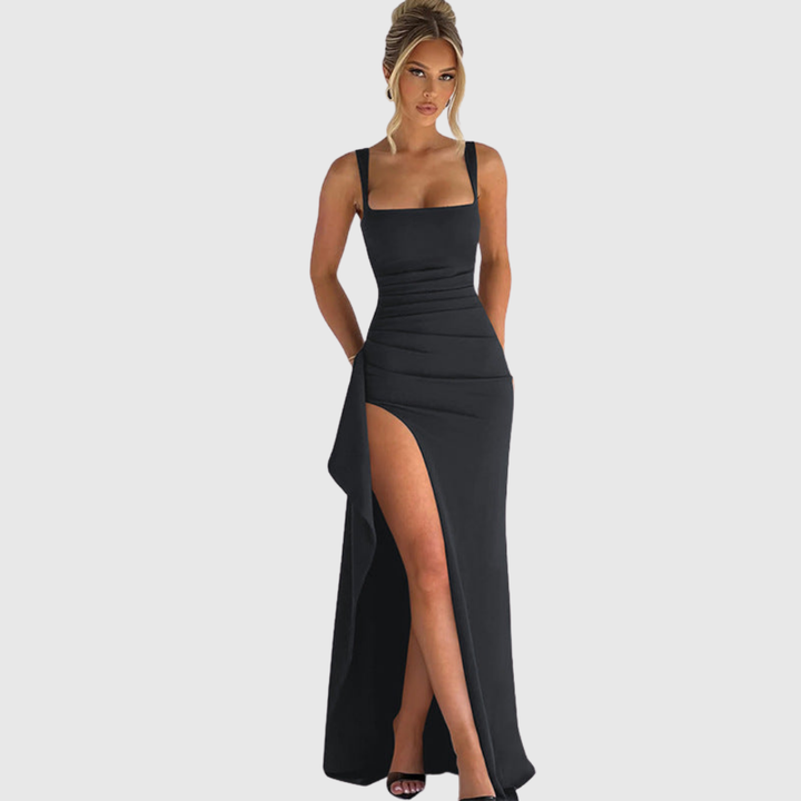 Cell | Elegant Formal Slip Maxi Dress with Open Back