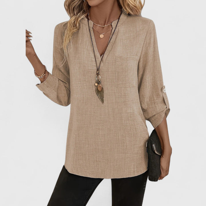 Jennifer - Elegant V-Neck Long Sleeve Top