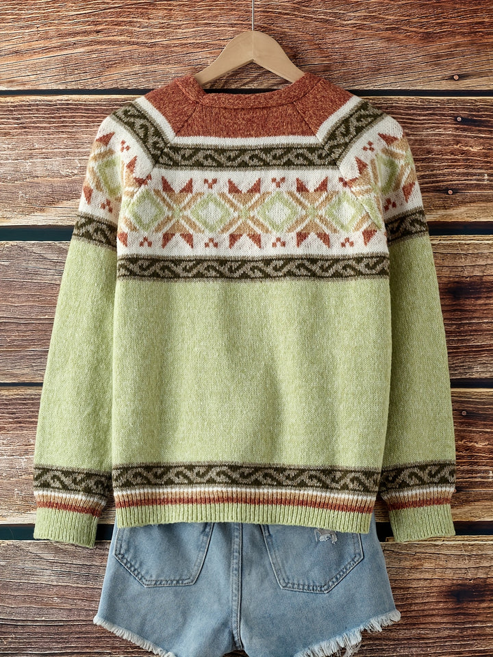 Elora Vintage Color-Block Cardigan
