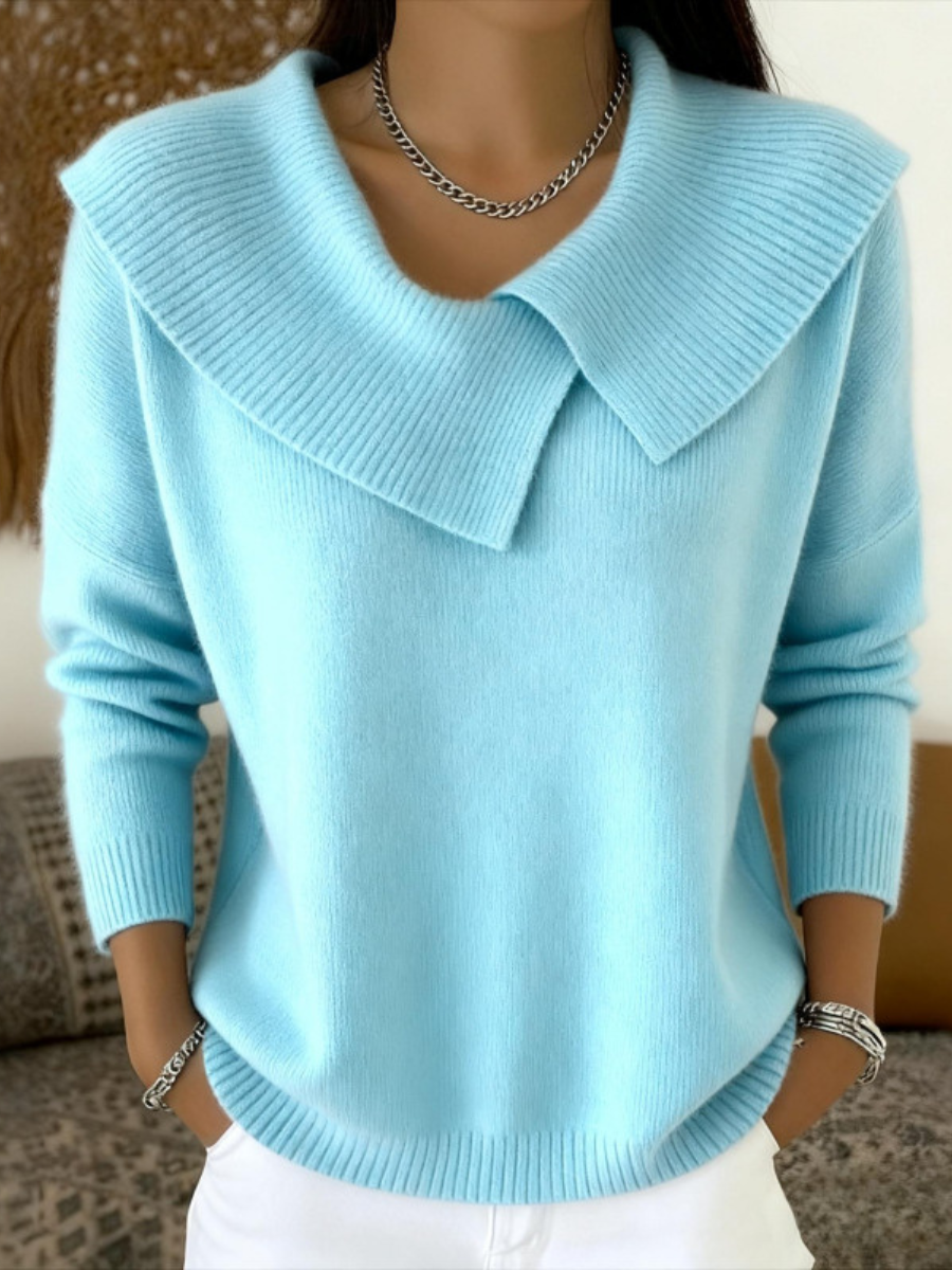 Niamh™ | Elegant, soft jumper with a wide collar