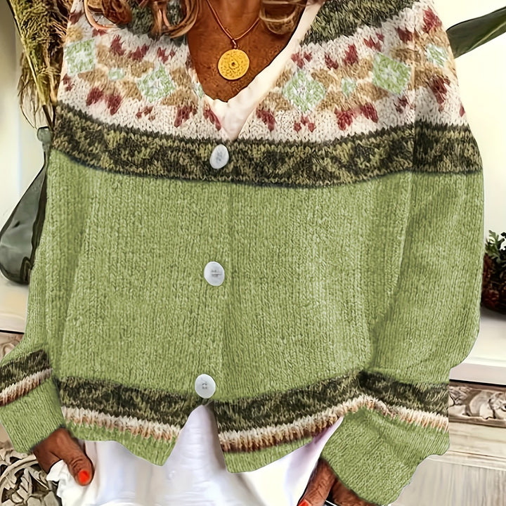 Elora Vintage Color-Block Cardigan