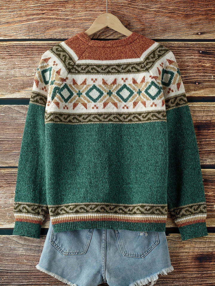 Elora Vintage Color-Block Cardigan
