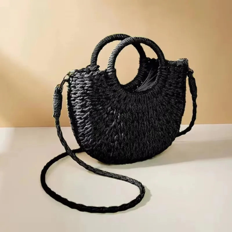 Handwoven Straw Crossbody Shoulder Bag