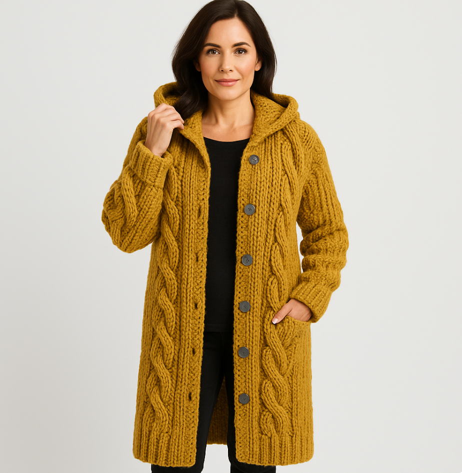 Karin - Elegant Cosy Coat With Tummy Coverage