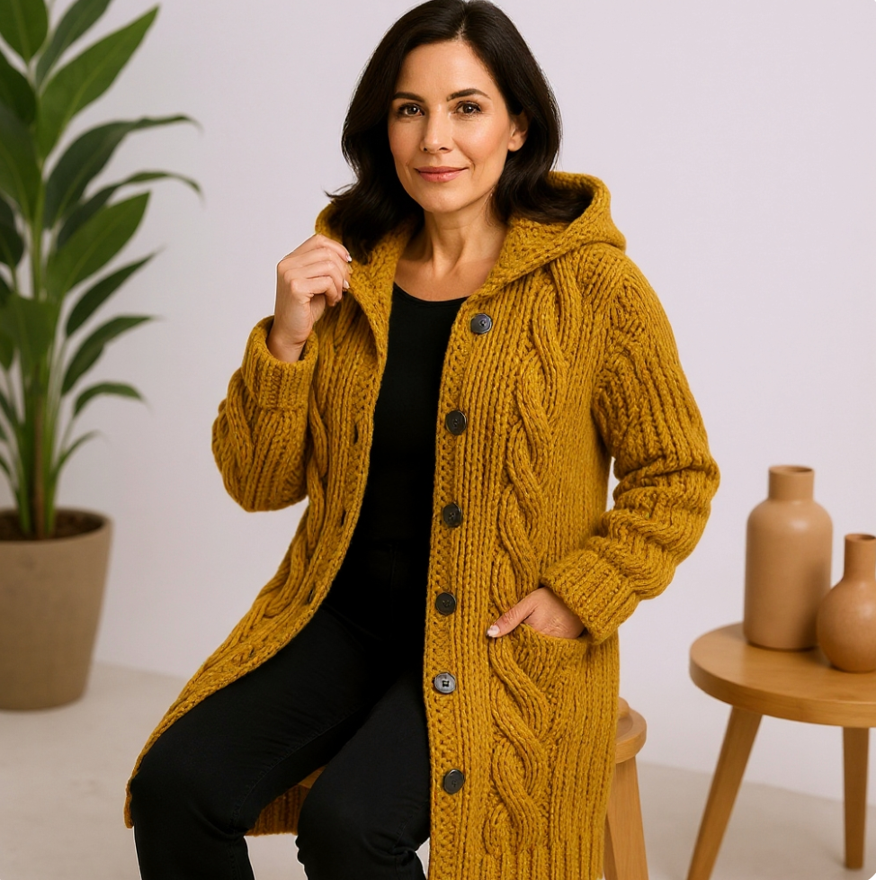 Karin - Elegant Cosy Coat With Tummy Coverage