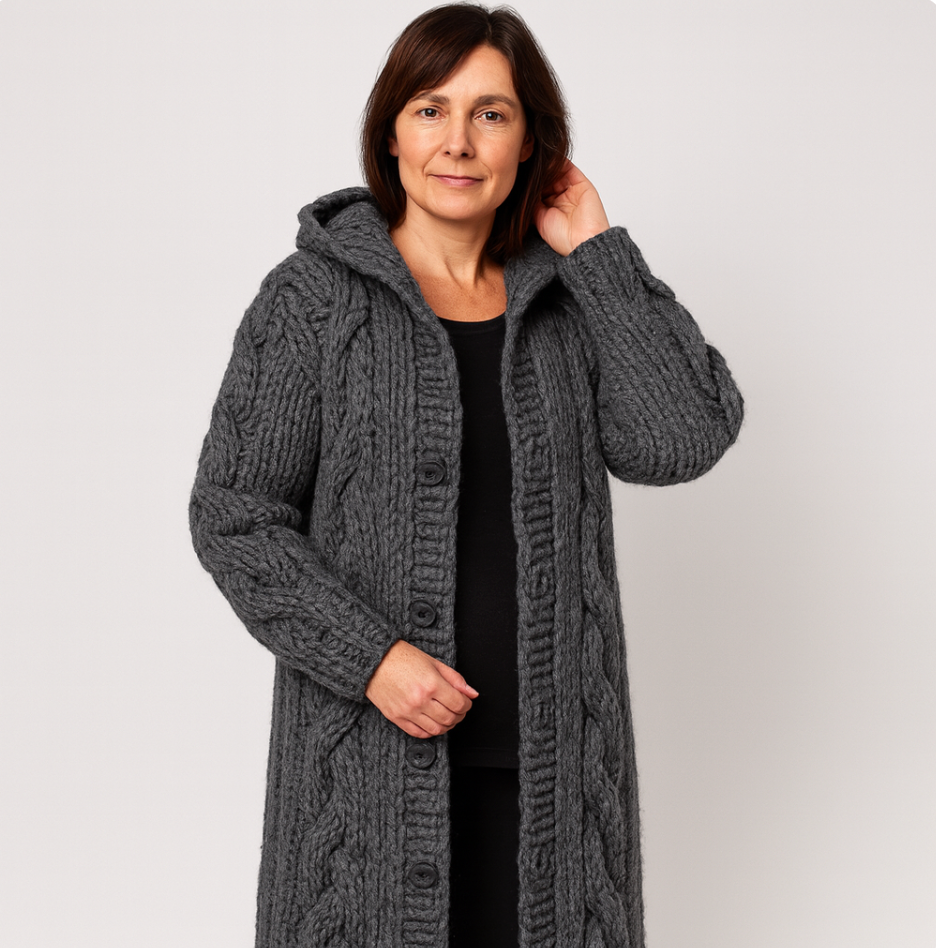 Karin - Elegant Cosy Coat With Tummy Coverage