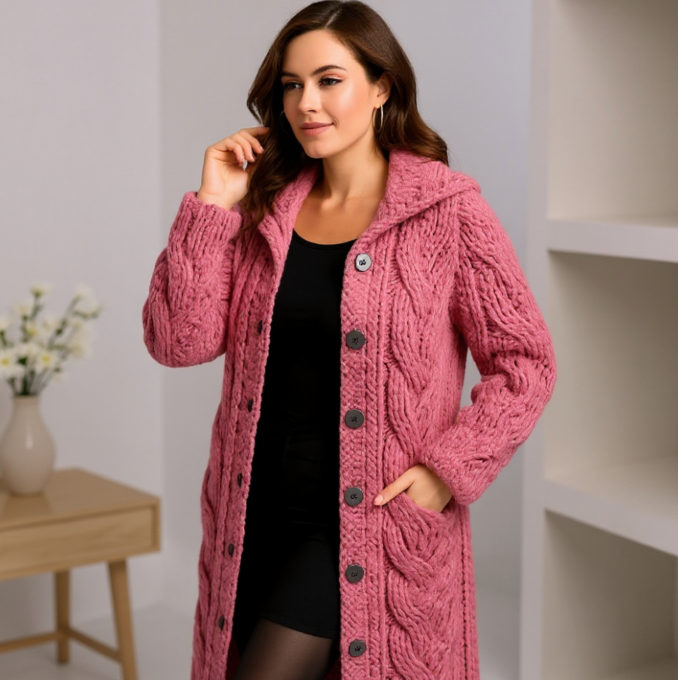 Karin - Elegant Cosy Coat With Tummy Coverage