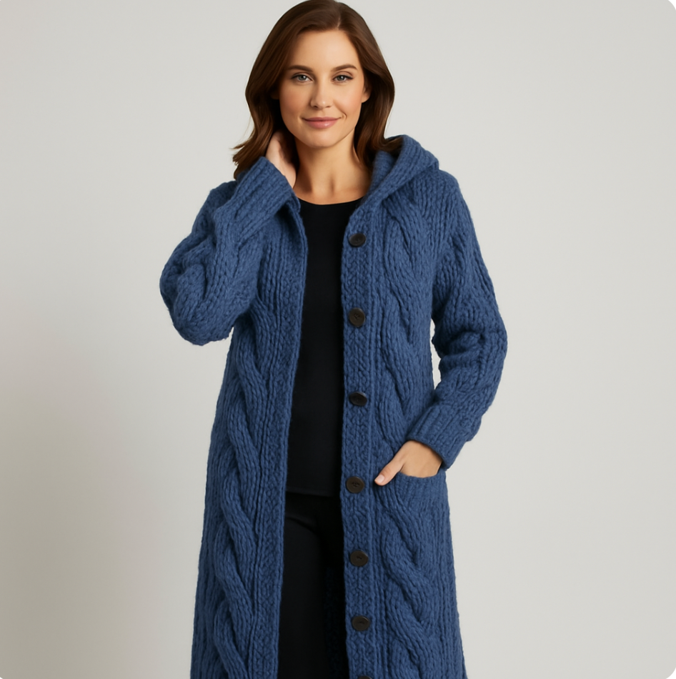 Karin - Elegant Cosy Coat With Tummy Coverage