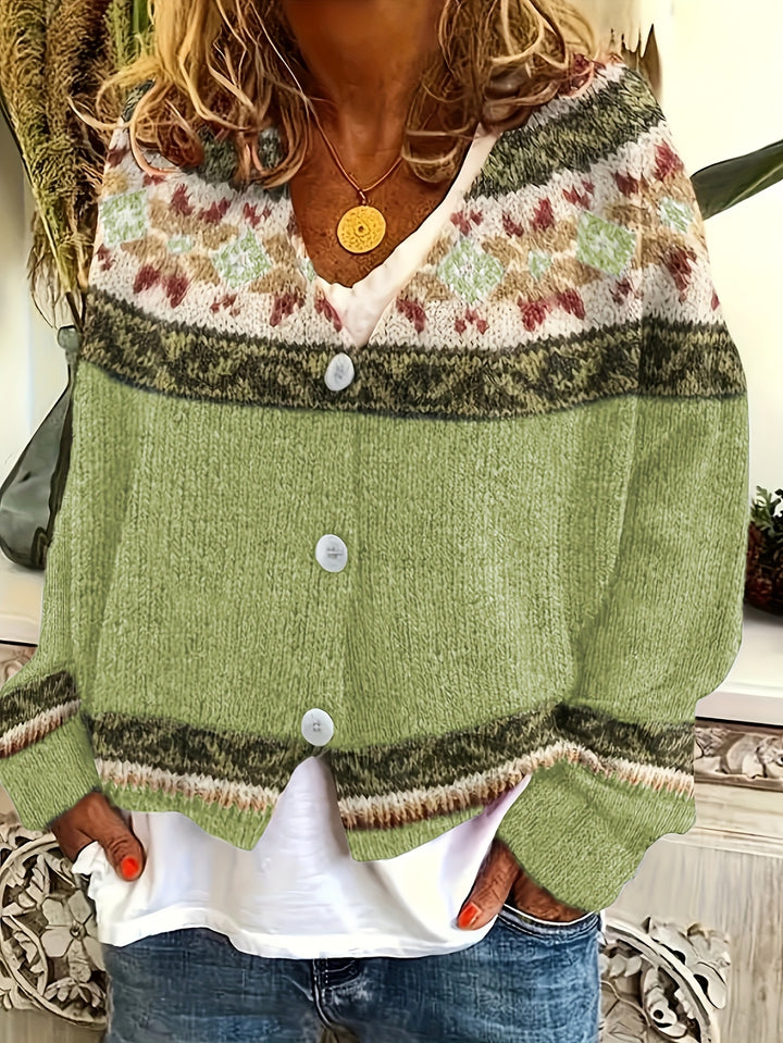 Elora Vintage Color-Block Cardigan