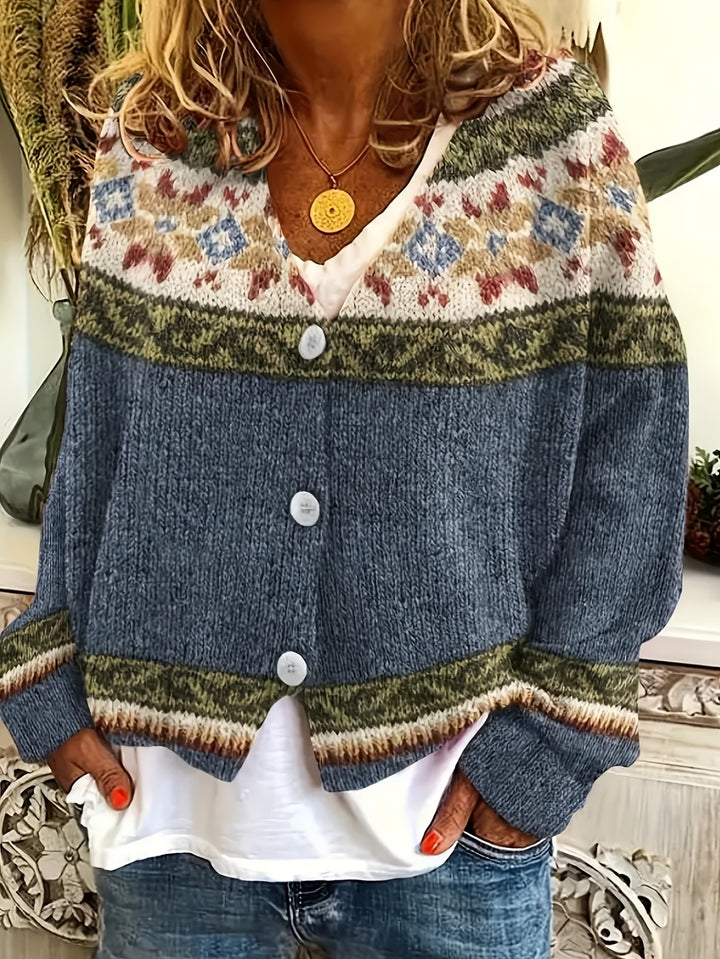 Elora Vintage Color-Block Cardigan