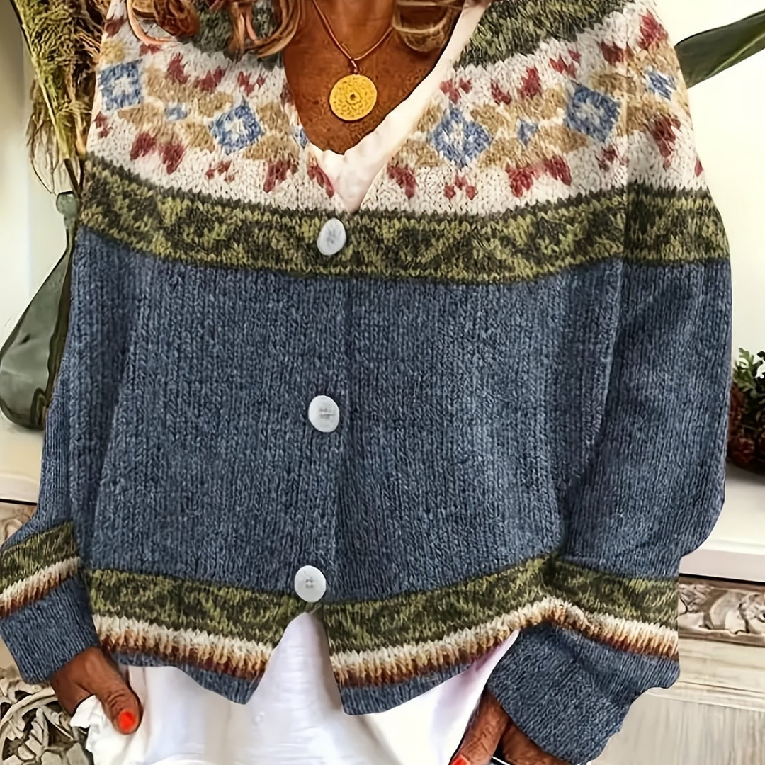 Elora Vintage Color-Block Cardigan