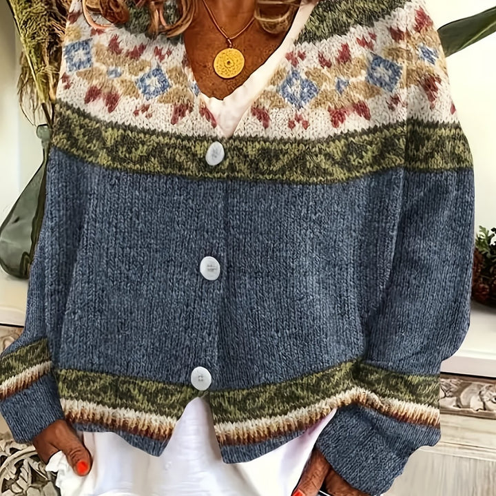 Elora Vintage Color-Block Cardigan