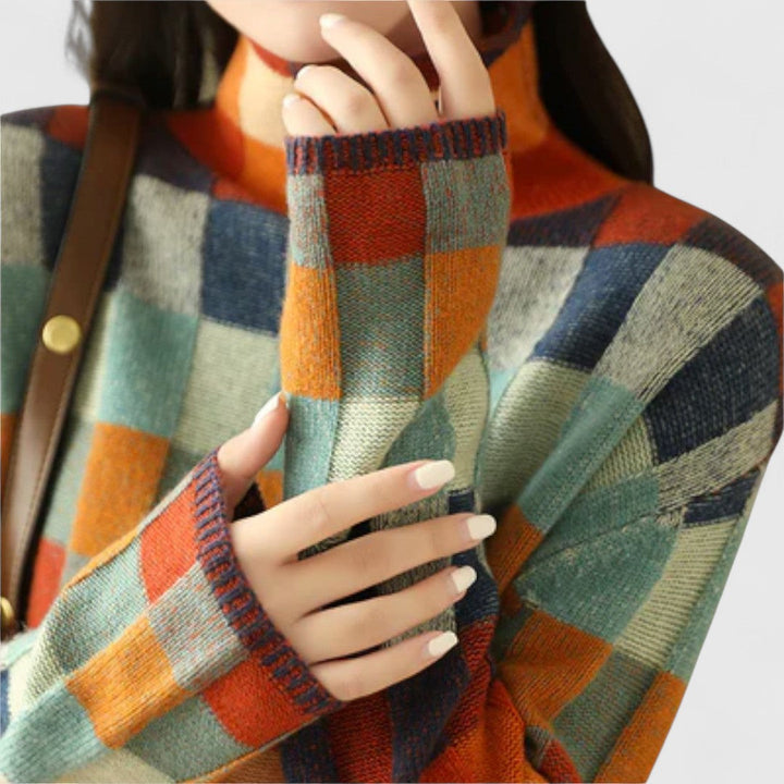Erika - Patchwork Turtleneck Sweater